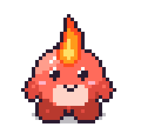 Sizzle, a round coral creature with a flame burning on its head